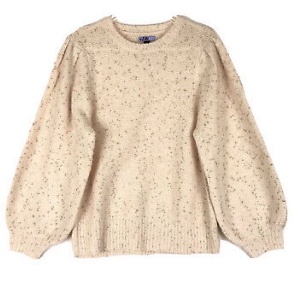 NWT Vylette Womens Sweater  Blush Pink Gold Metallic Puff Long Sleeve… - Picture 2 of 13